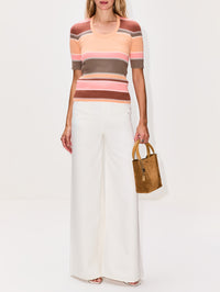 Mid Sleeve Top,CHLOÉ,MULTICOLOR ORANGE,Image 2