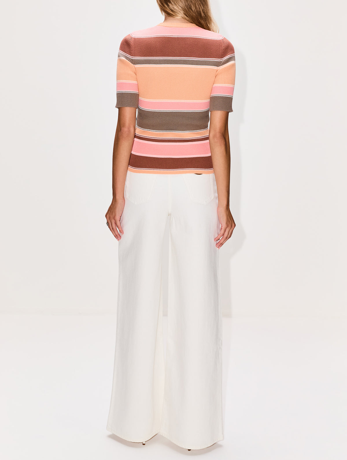 Mid Sleeve Top,CHLOÉ,MULTICOLOR ORANGE,Image 3