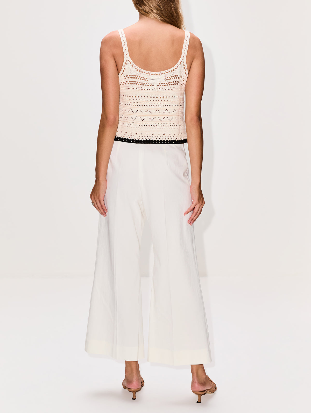 Mallory Tank,LA LIGNE,CREAM BLACK,Image 3