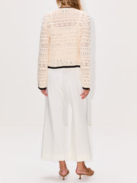 Mallory Cardigan,LA LIGNE,CREAM BLACK,Image 3