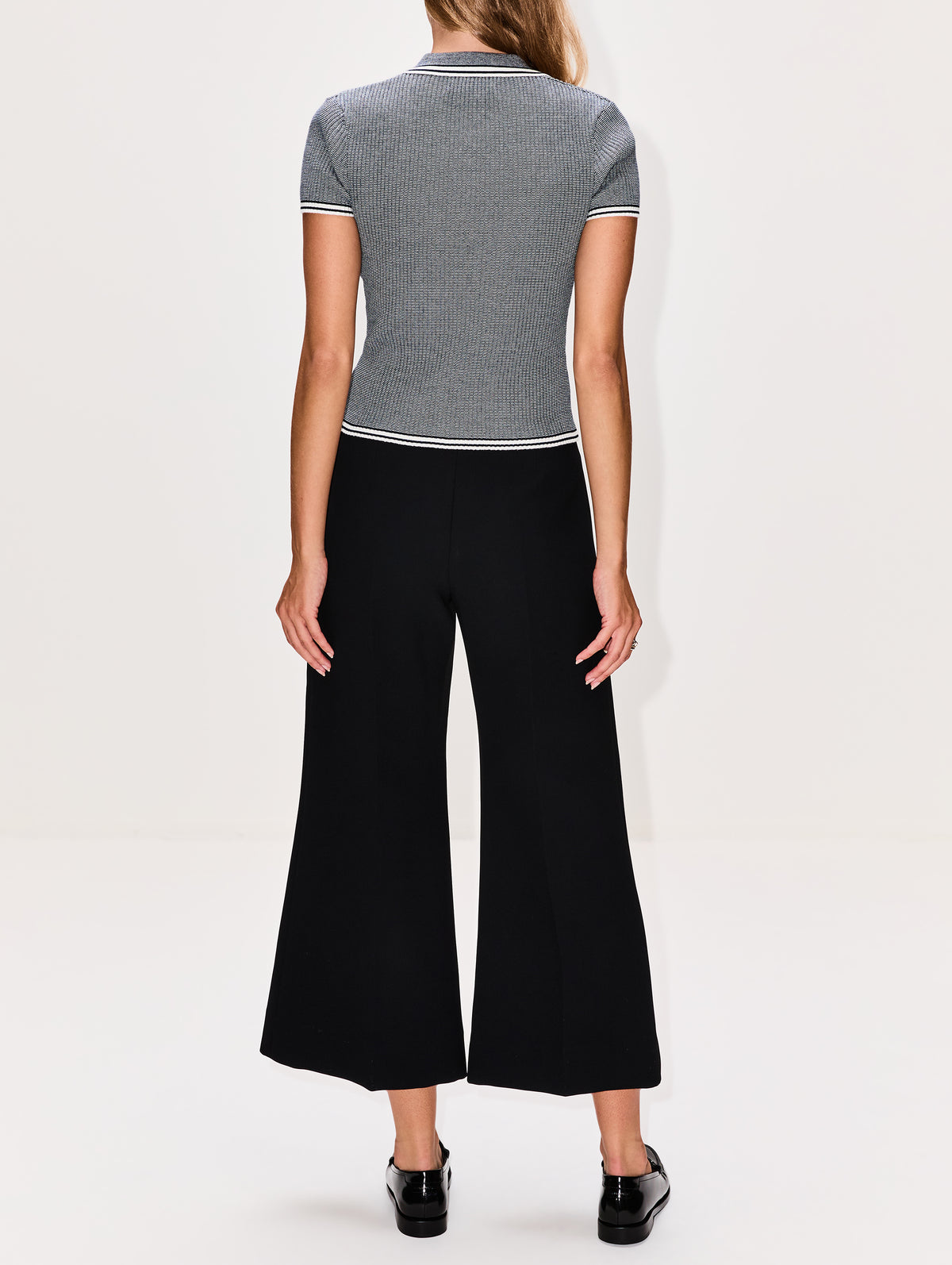 Emily Polo Top,LA LIGNE,IVORY NAVY,Image 3