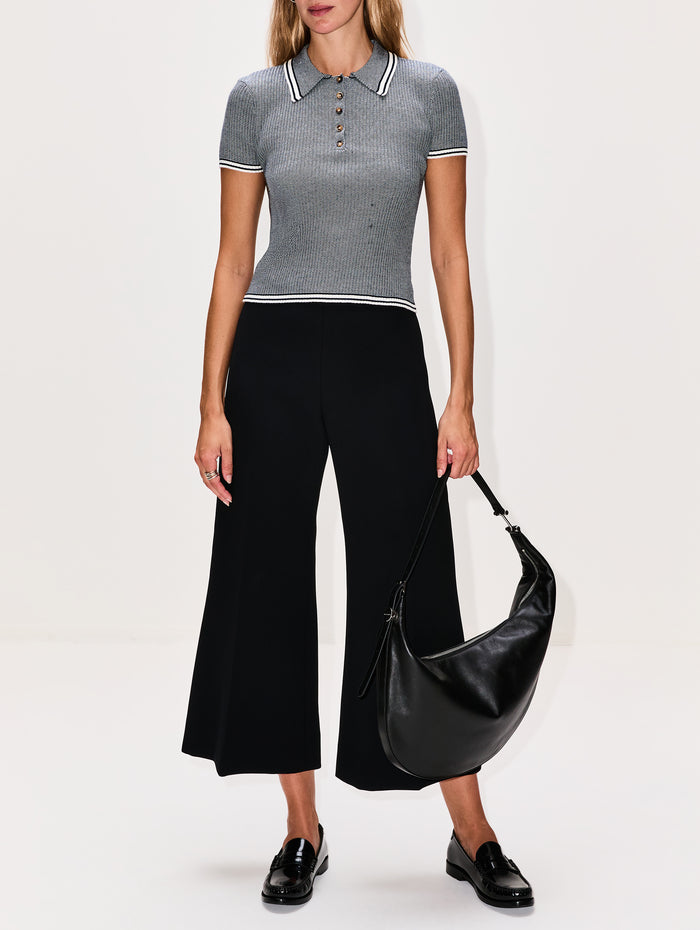 Emily Polo Top,LA LIGNE,IVORY NAVY,Image 1