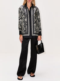 Alfie Printed Shirt,NILI LOTAN,BLACK/IVORY,Image 2