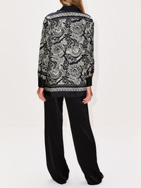 Alfie Printed Shirt,NILI LOTAN,BLACK/IVORY,Image 3