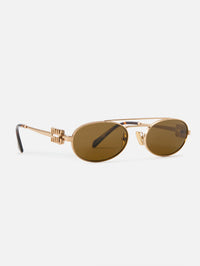 Metal Oval Sunglasses,MIU MIU EYEWEAR,LODEN GREEN,Image 2