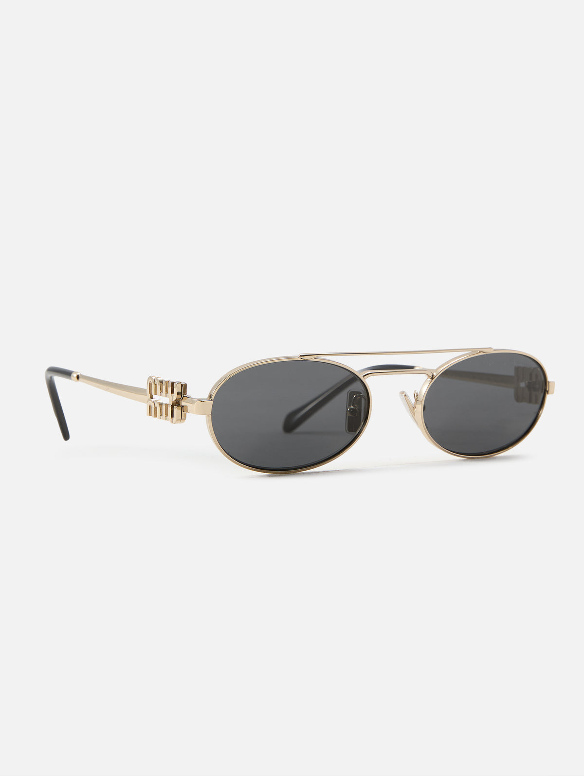 Metal Oval Sunglasses,MIU MIU EYEWEAR,PALE GOLD,Image 2
