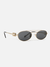 Metal Oval Sunglasses,MIU MIU EYEWEAR,PALE GOLD,Image 2