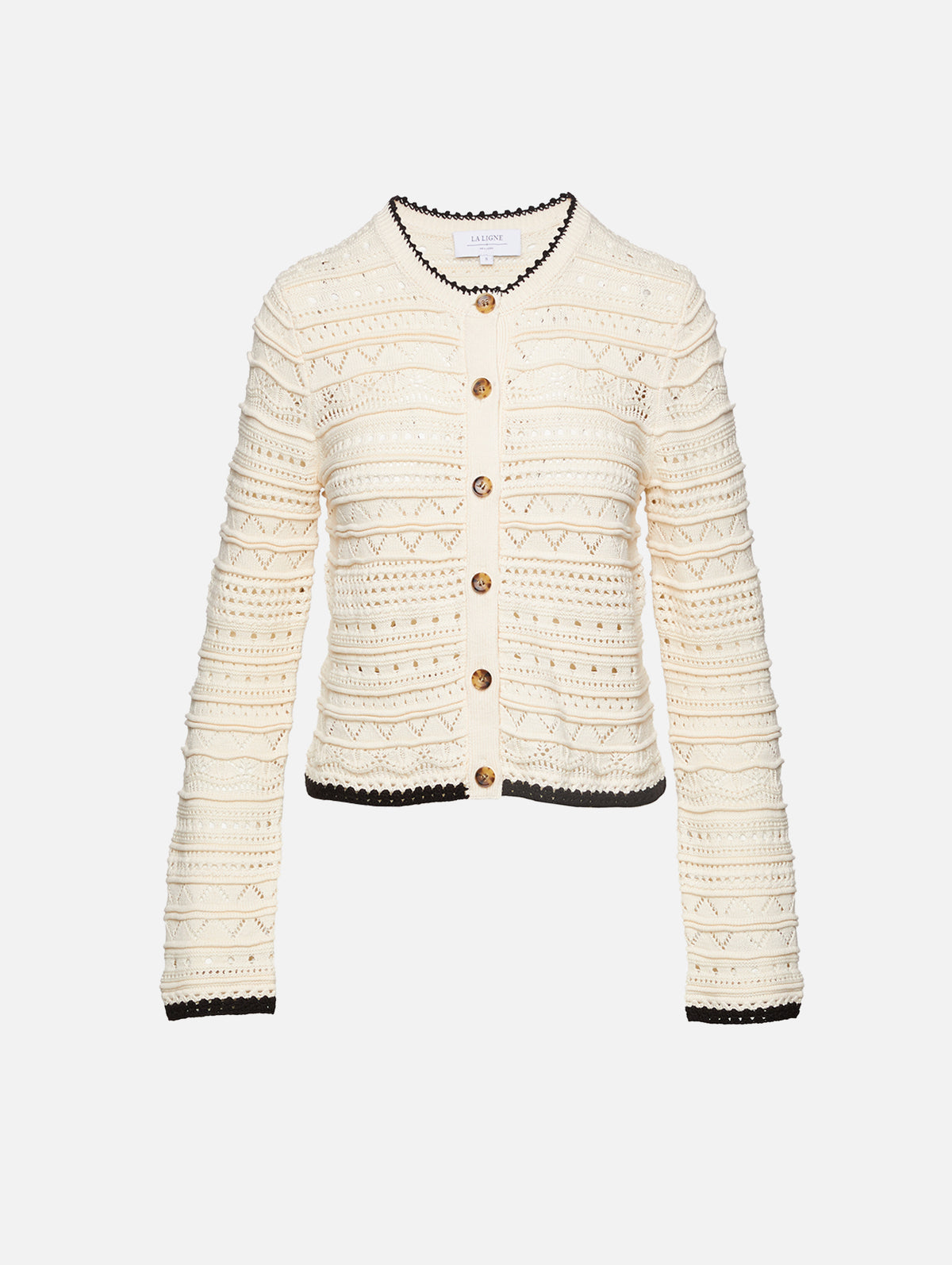 Mallory Cardigan,LA LIGNE,CREAM BLACK,Image 1