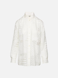 Patchwork Devore Blouse,FENDI,WHITE,Image 1