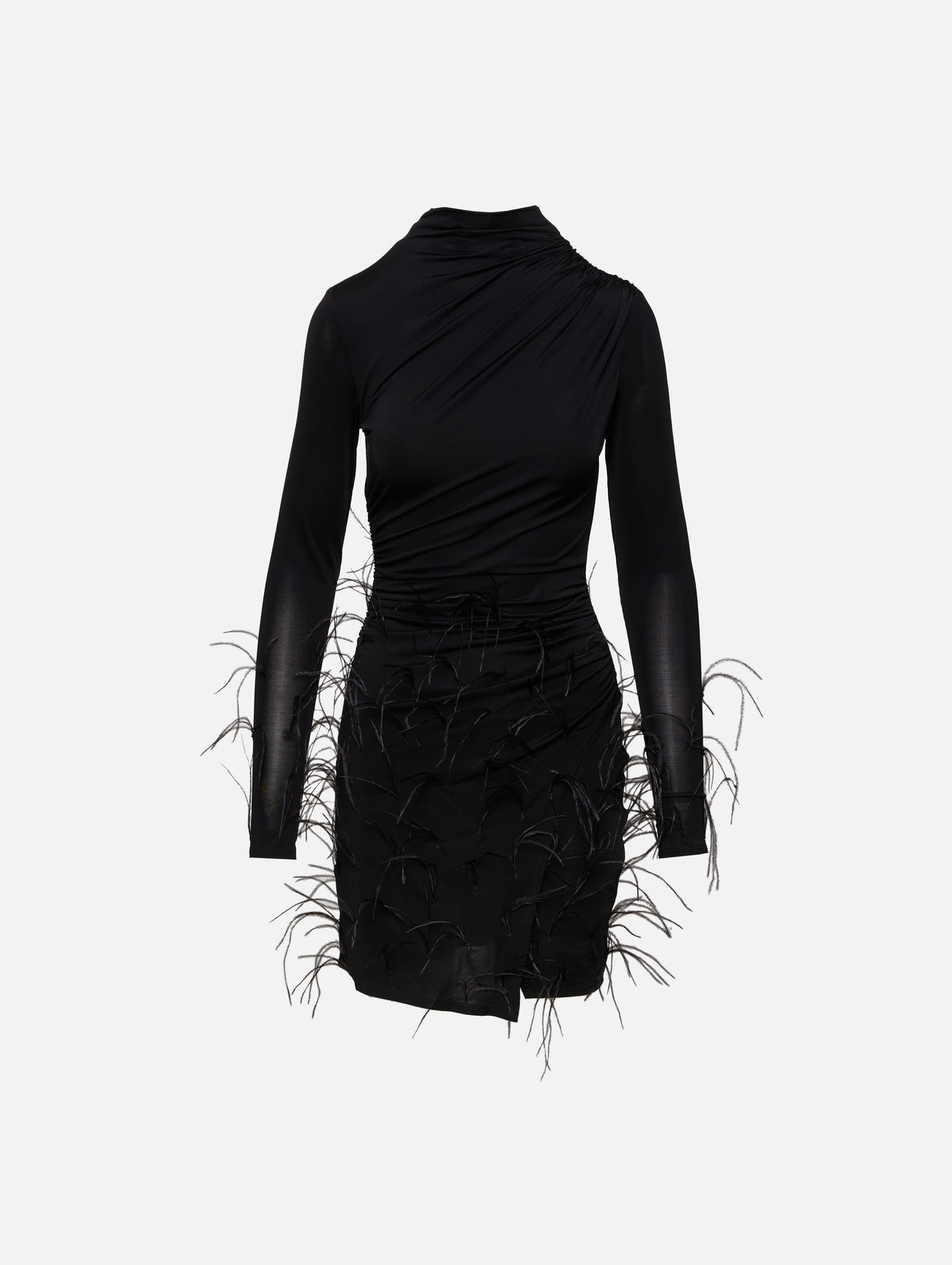 Jersey Draped Mini Dress,LAPOINTE,BLACK,Image 1