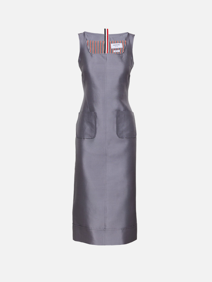 Column Dress,THOM BROWNE,MEDIUM GREY,Image 1