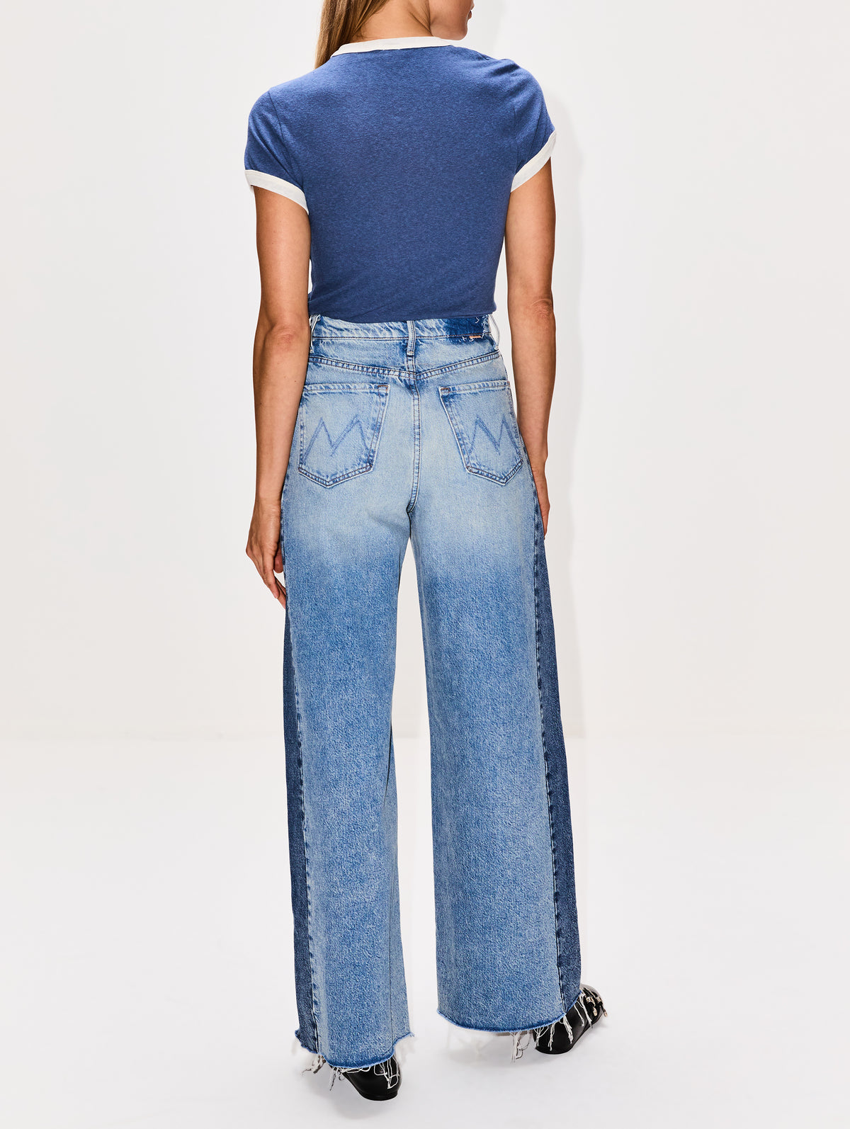 60s Slim Ringer Tee,RE/DONE,NAVY WHITE,Image 3