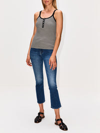 Henley Slim Tank,THE GREAT,BLACK AND CREAM,Image 2