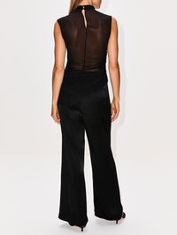 Satin Relaxed Pleated Pant,LAPOINTE,BLACK,Image 3