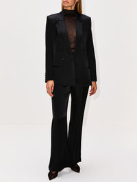 Satin Double Breasted Blazer,LAPOINTE,BLACK,Image 2