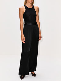 Satin Relaxed Pleated Pant,LAPOINTE,BLACK,Image 2