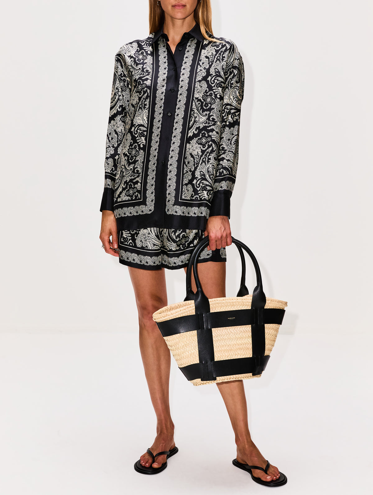 Santorini Bag,DEMELLIER,NATURAL RAFFIA/BLACK SMOOTH,Image 3