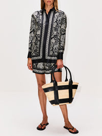 Santorini Bag,DEMELLIER,NATURAL RAFFIA/BLACK SMOOTH,Image 3