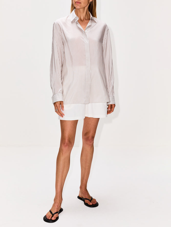Vanda Shirt,THE ROW,GREY/WHITE,Image 1