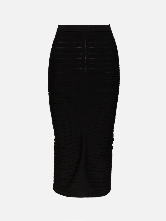Wide Ribbed Skirt,LAPOINTE,BLACK,Image 1