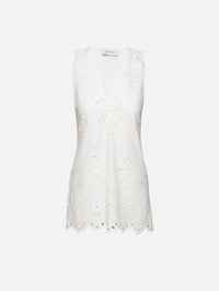Broderie Tie Mini Dress,MATTEAU,WHITE,Image 1
