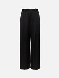 Satin Relaxed Pleated Pant,LAPOINTE,BLACK,Image 1