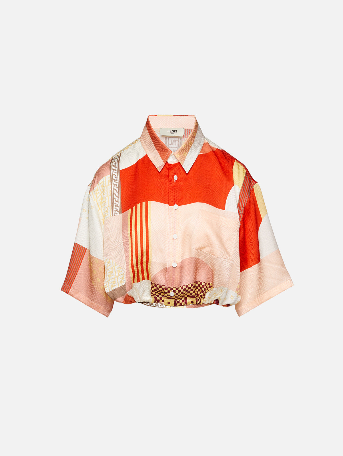 Patchwork Satin Shirt,FENDI,MULTICOLOR,Image 1