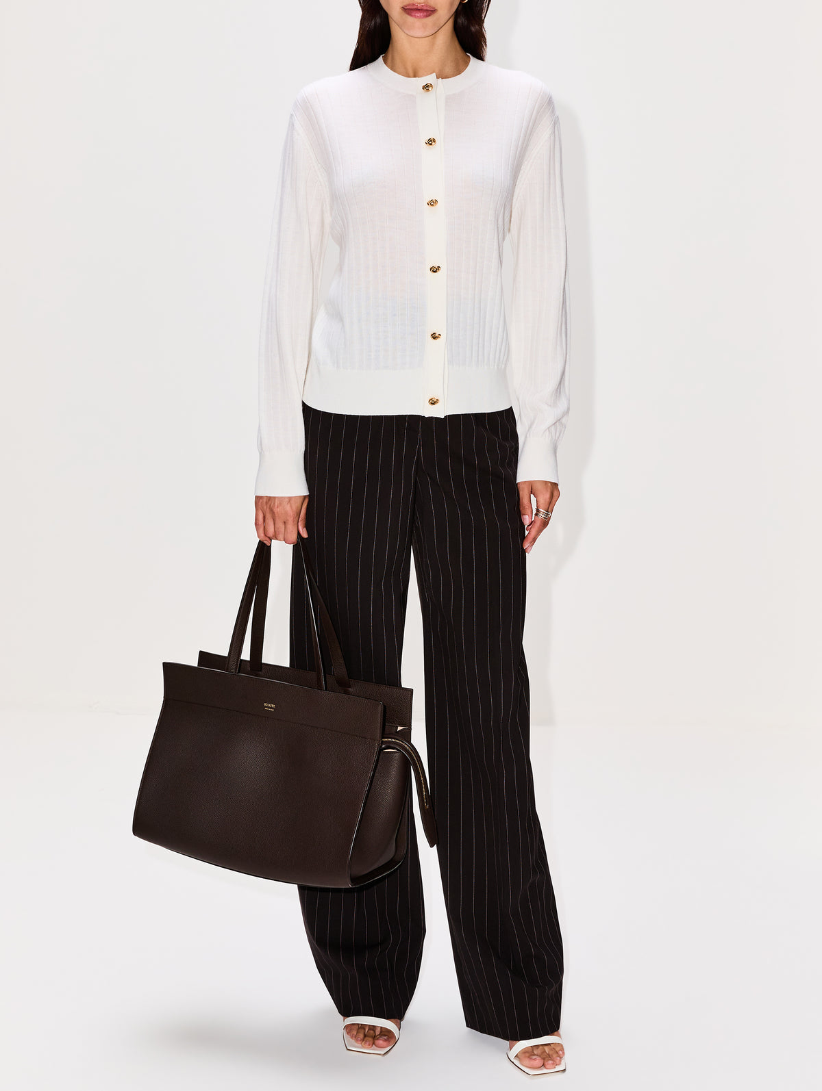 Knot Rib Cardigan,BOTTEGA VENETA,CHALK,Image 2