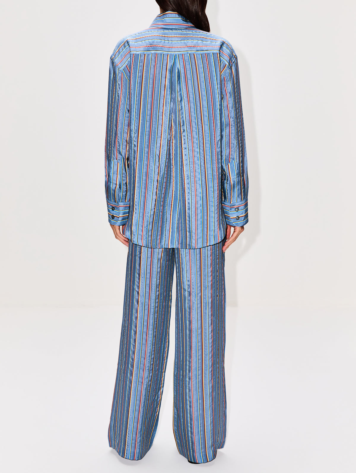 Stripe Big Shirt,THE ELDER STATESMAN,DUSTY BLUE,Image 3