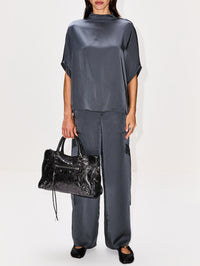 Lightweight Satin Cape Tee,LAPOINTE,GRAY BLUE,Image 2