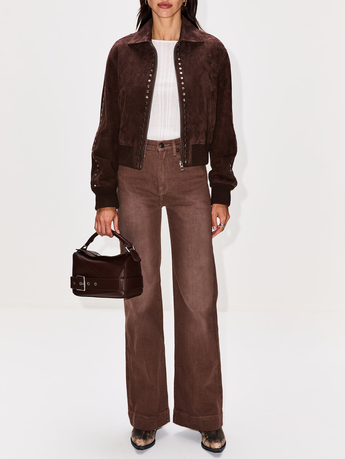 Puzzle Biker Bag,LOEWE,DARK BROWNIE,Image 2