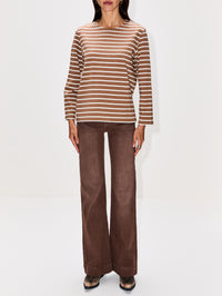 Boatneck Tee,DENIMIST,LIGHT BROWN/WHITE,Image 2