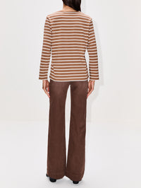 Boatneck Tee,DENIMIST,LIGHT BROWN/WHITE,Image 3