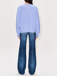 Oversized Cropped Flag Sweater,DENIMIST,BLUE,Image 3