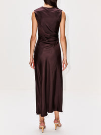 Roan Sleeveless Draped Dress,LOULOU DE SAISON,BROWN,Image 4