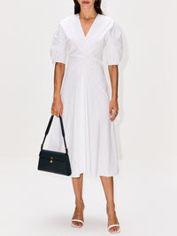 Torqued Short Sleeve Dress,ROSETTA GETTY,WHITE,Image 2