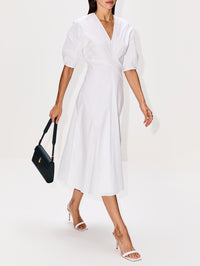 Torqued Short Sleeve Dress,ROSETTA GETTY,WHITE,Image 3
