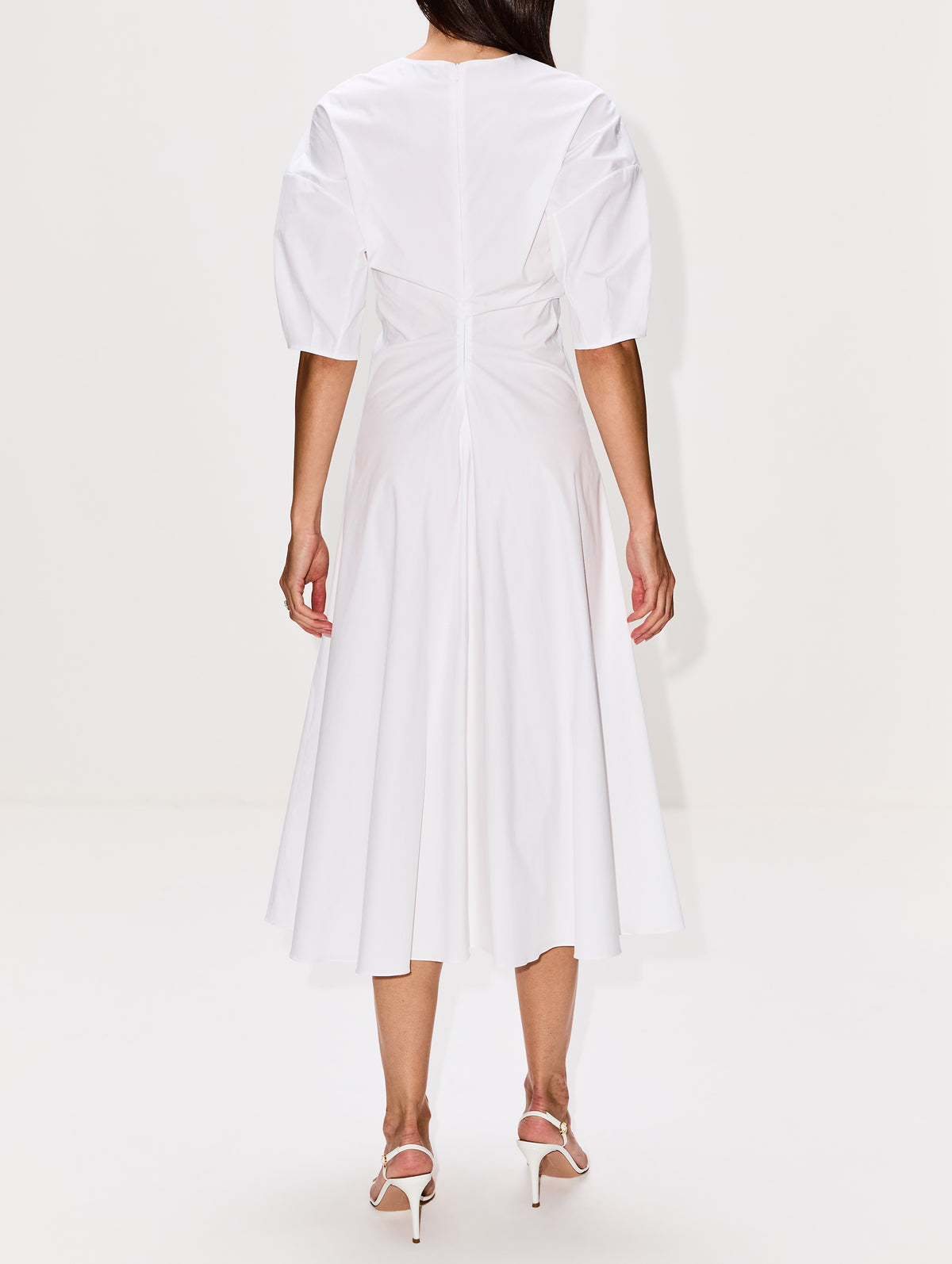 Torqued Short Sleeve Dress,ROSETTA GETTY,WHITE,Image 4