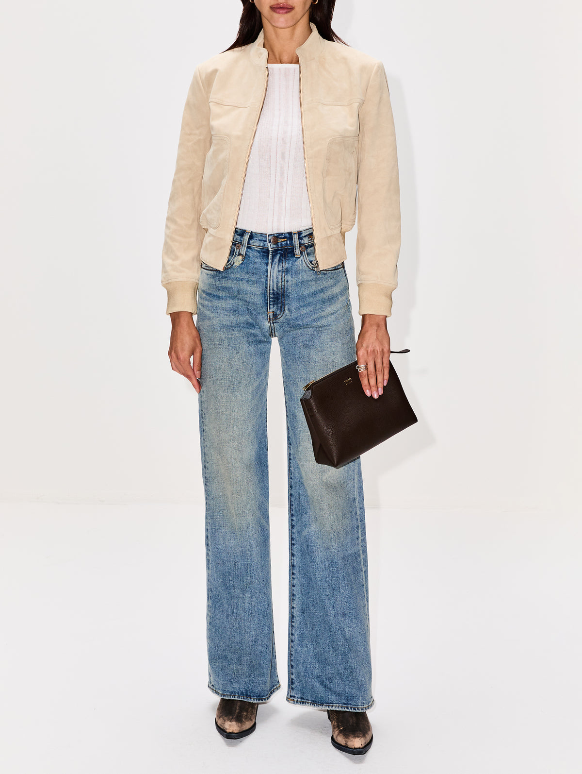 Shrunken Leather Jacket,R13,STONE,Image 2