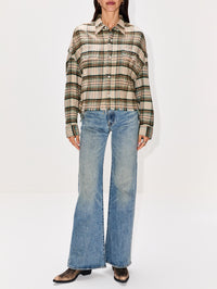 Cropped Work Shirt,R13,CREAM/TURQUOISE,Image 2