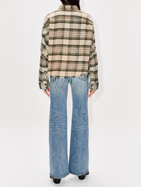 Cropped Work Shirt,R13,CREAM/TURQUOISE,Image 3