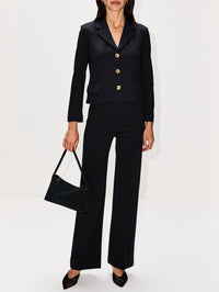 Pintuck Fitted Straight Pant,ROSETTA GETTY,BLACK,Image 2