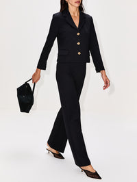 Pintuck Fitted Straight Pant,ROSETTA GETTY,BLACK,Image 3