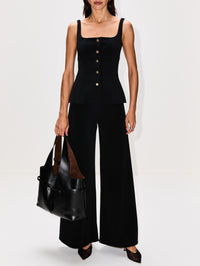 Square Neck Button Front Top,ROSETTA GETTY,BLACK,Image 2