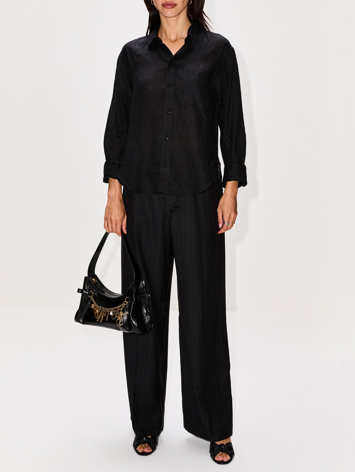 Kayla Shrunken Shirt,CITIZENS OF HUMANITY,BLACK,Image 2