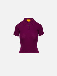 Shrunken Polo Top,GUEST IN RESIDENCE,AUBERGINE,Image 1