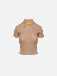 Shrunken Polo Top,GUEST IN RESIDENCE,TAUPE,Image 1