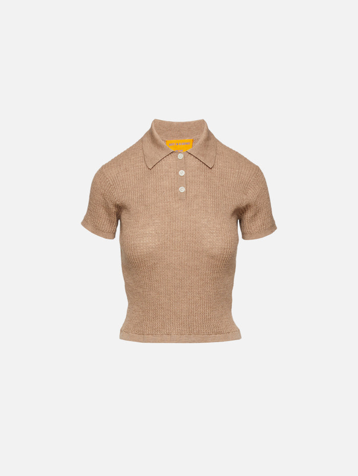 Shrunken Polo Top,GUEST IN RESIDENCE,TAUPE,Image 1