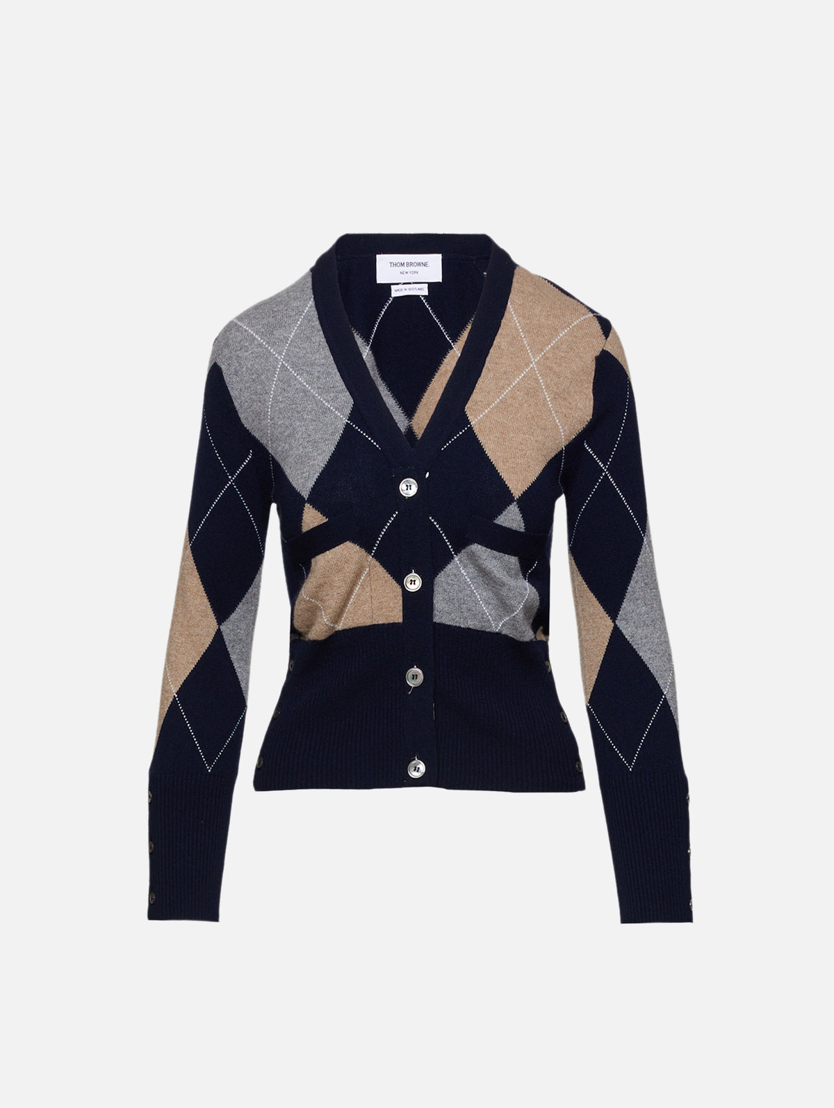 Argyle Intarsia Classic Sweater,THOM BROWNE,NAVY,Image 1