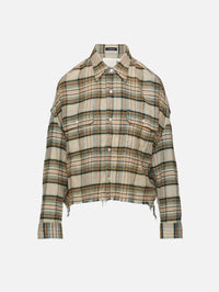 Cropped Work Shirt,R13,CREAM/TURQUOISE,Image 1